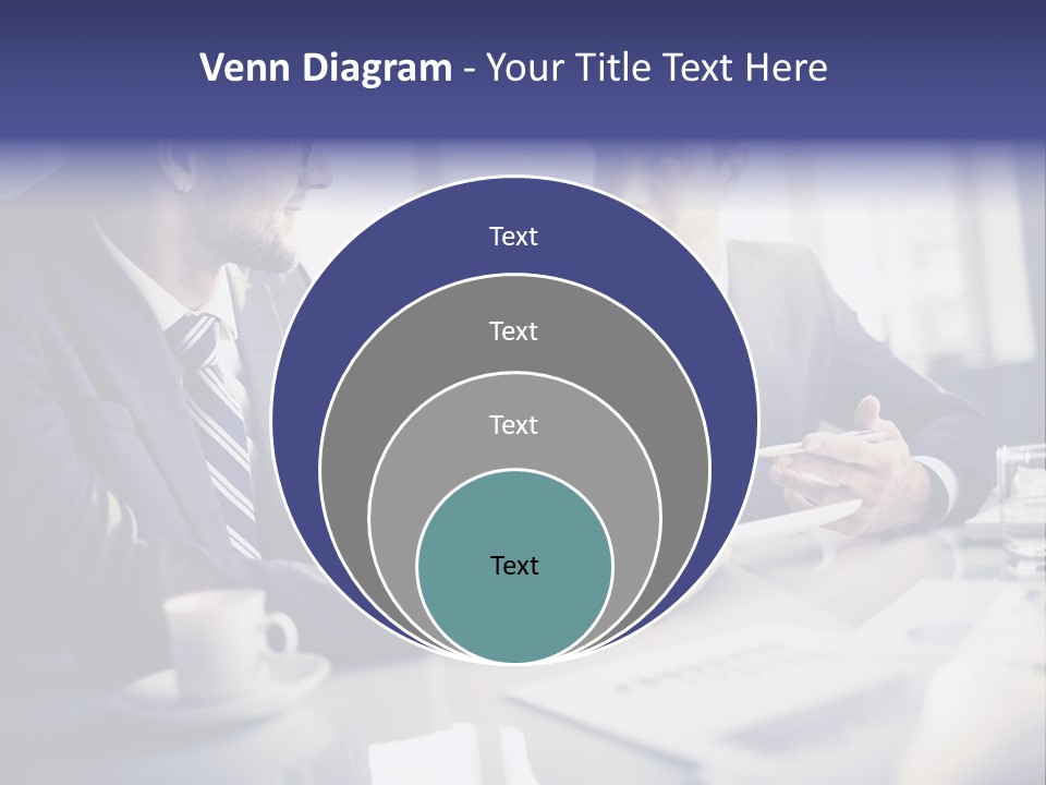 Two Men In Business Suits Sitting At A Table PowerPoint Template