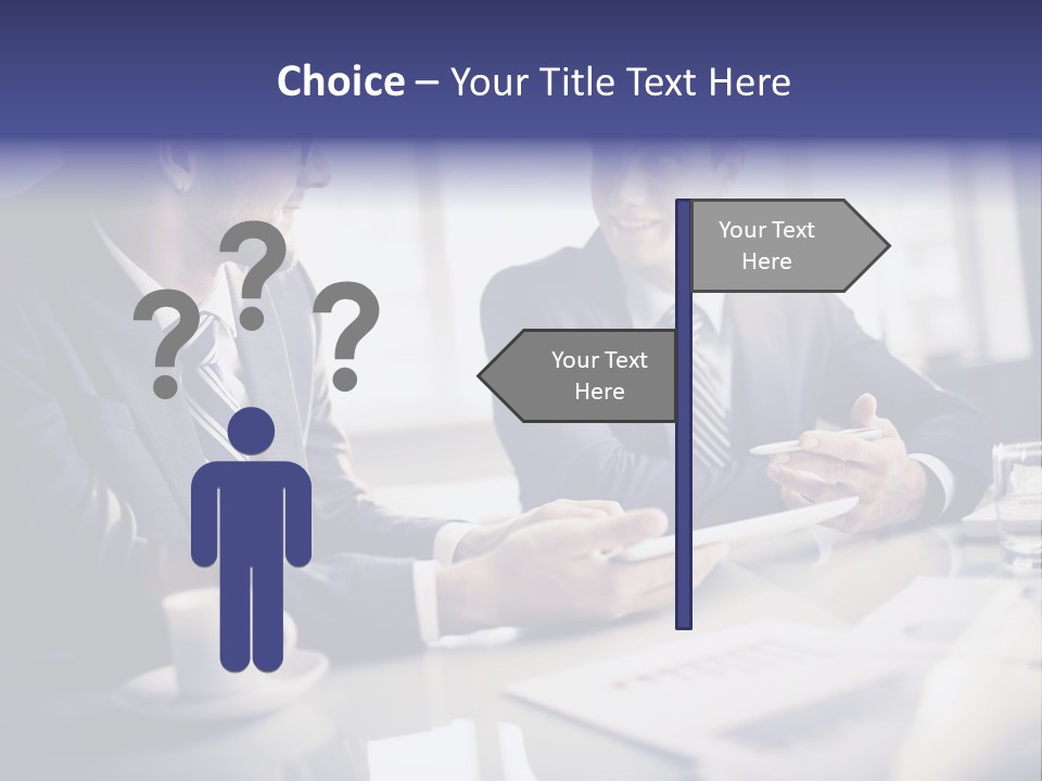 Two Men In Business Suits Sitting At A Table PowerPoint Template