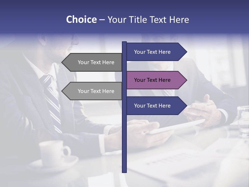 Two Men In Business Suits Sitting At A Table PowerPoint Template