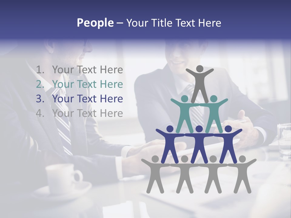 Two Men In Business Suits Sitting At A Table PowerPoint Template