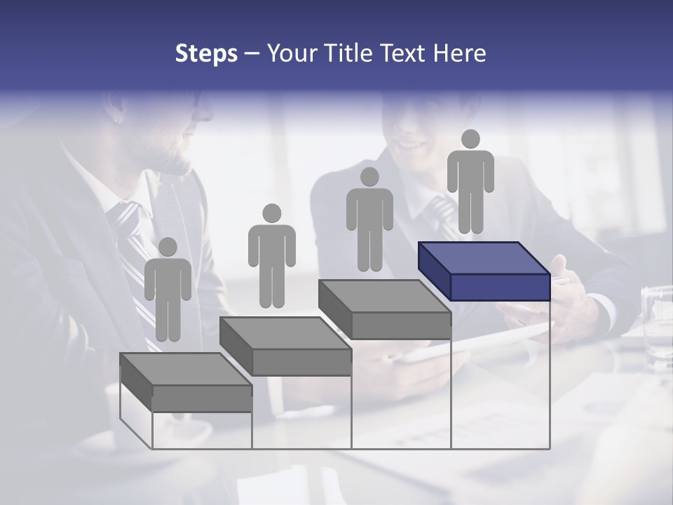 Two Men In Business Suits Sitting At A Table PowerPoint Template