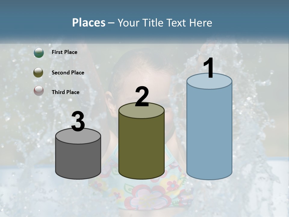 A Young Girl Splashing Water In A Pool PowerPoint Template