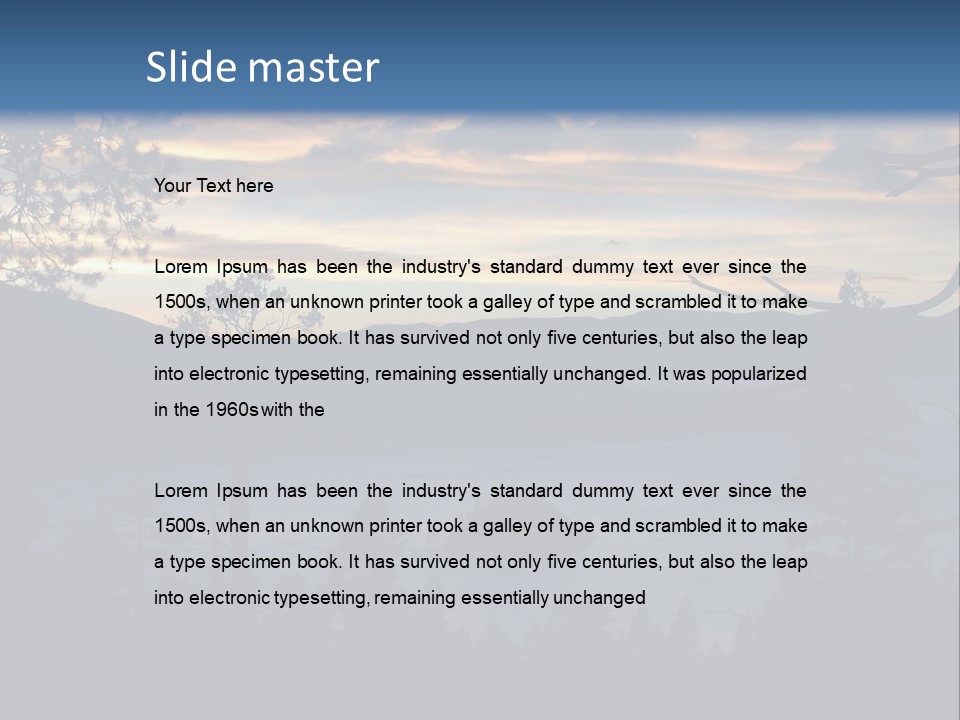 A Beautiful Sunset Over A Lake With Trees In The Foreground PowerPoint Template