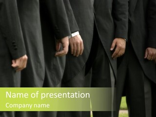 A Group Of Men In Suits Standing In A Row PowerPoint Template