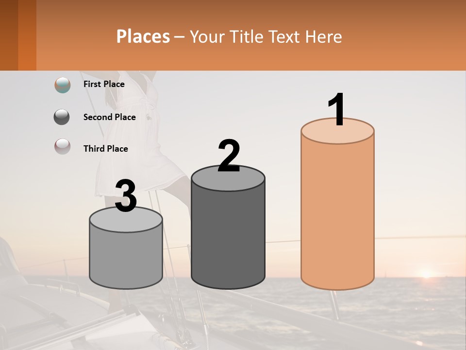 A Woman In A White Dress Is Standing On A Boat PowerPoint Template