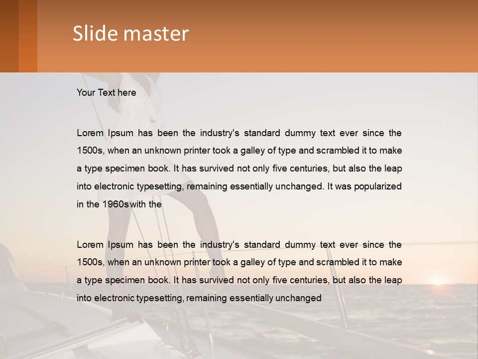 A Woman In A White Dress Is Standing On A Boat PowerPoint Template