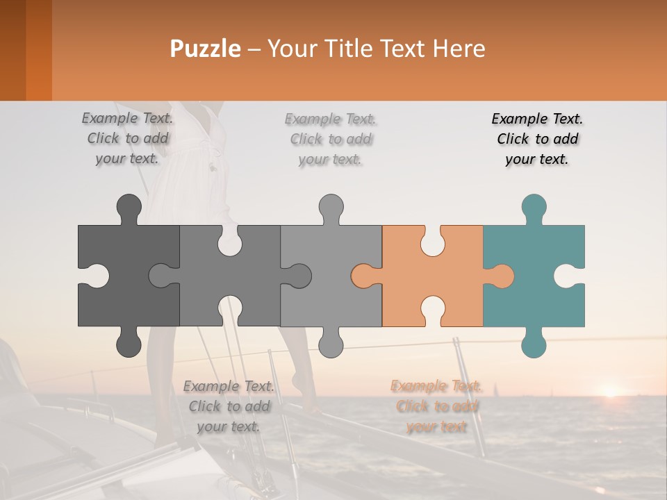 A Woman In A White Dress Is Standing On A Boat PowerPoint Template