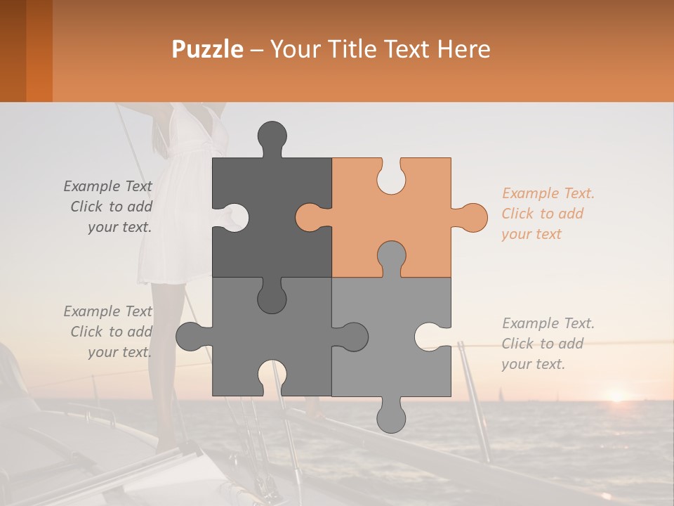 A Woman In A White Dress Is Standing On A Boat PowerPoint Template