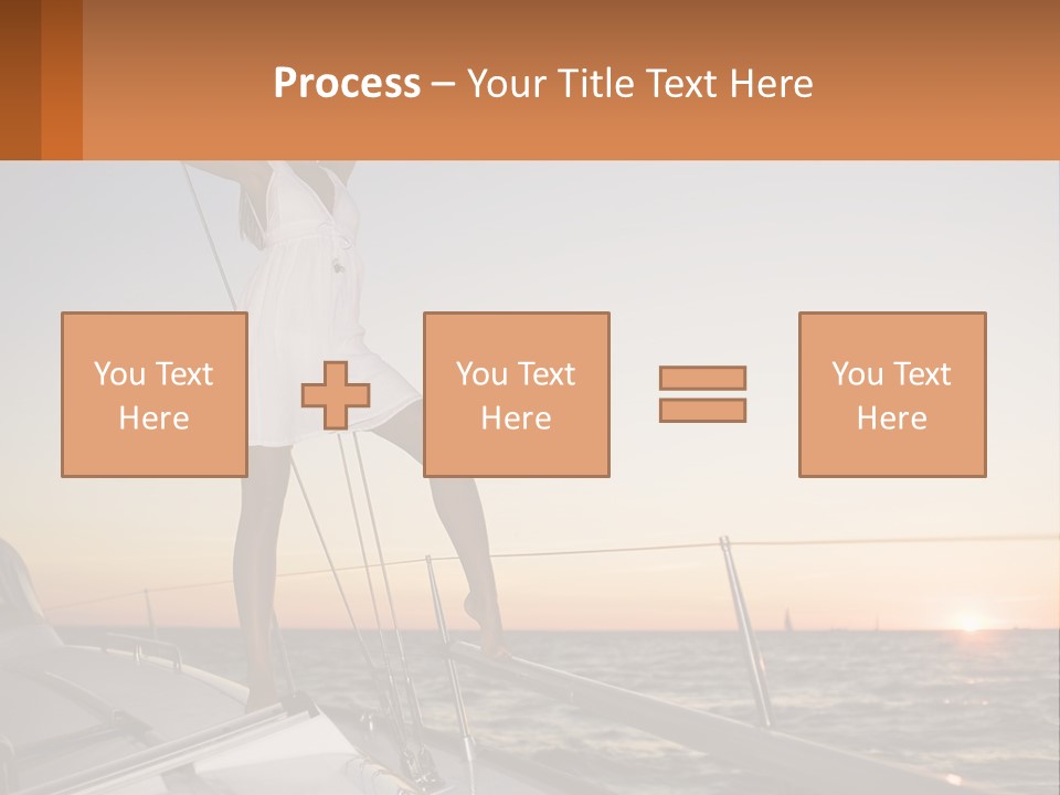 A Woman In A White Dress Is Standing On A Boat PowerPoint Template