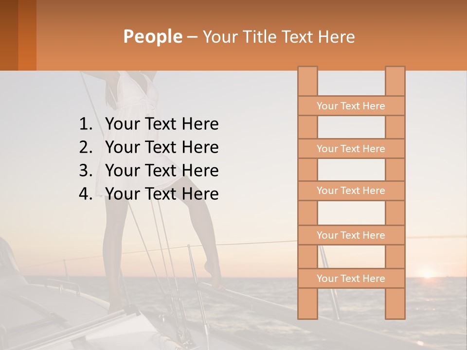 A Woman In A White Dress Is Standing On A Boat PowerPoint Template