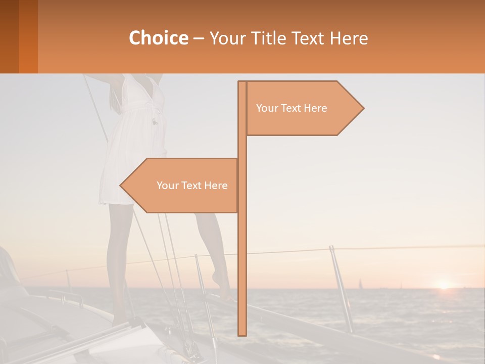 A Woman In A White Dress Is Standing On A Boat PowerPoint Template