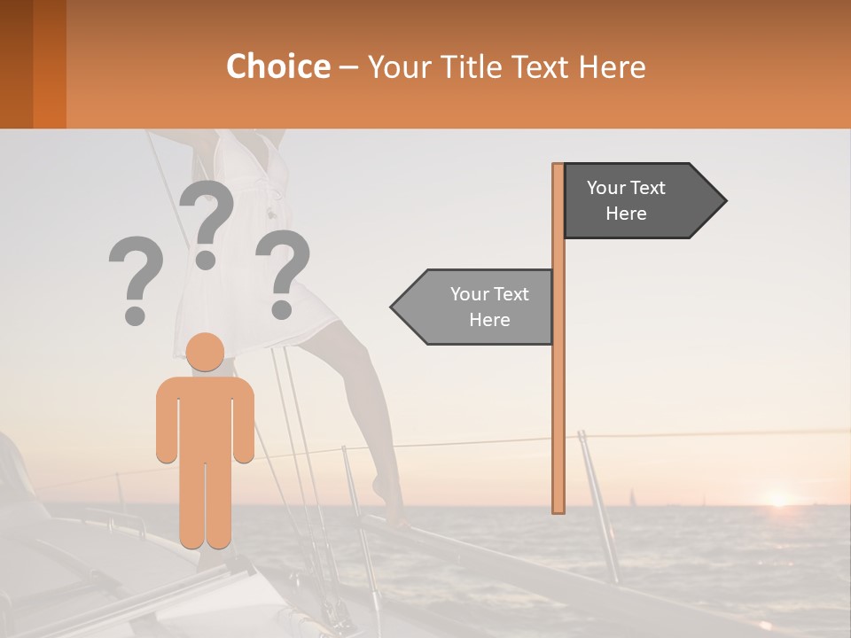 A Woman In A White Dress Is Standing On A Boat PowerPoint Template