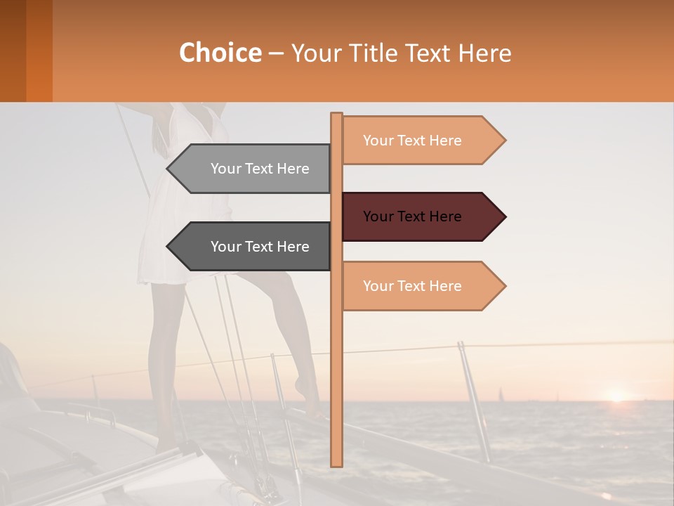 A Woman In A White Dress Is Standing On A Boat PowerPoint Template