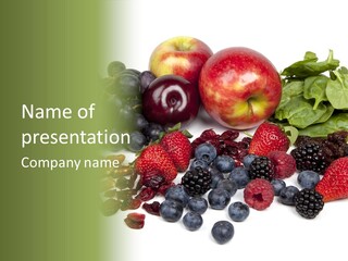A Group Of Fruits And Vegetables On A White Background PowerPoint Template