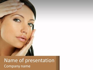 A Beautiful Woman Holding Her Hand To Her Face PowerPoint Template
