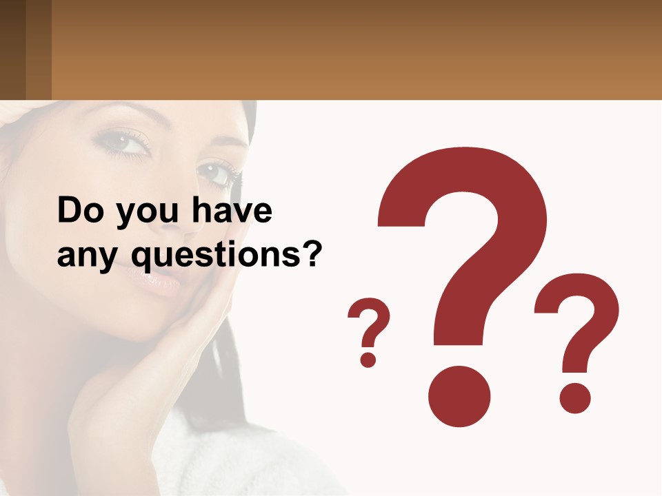 A Beautiful Woman Holding Her Hand To Her Face PowerPoint Template