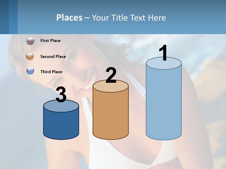 A Beautiful Woman In A White Bikini Posing For A Picture PowerPoint Template