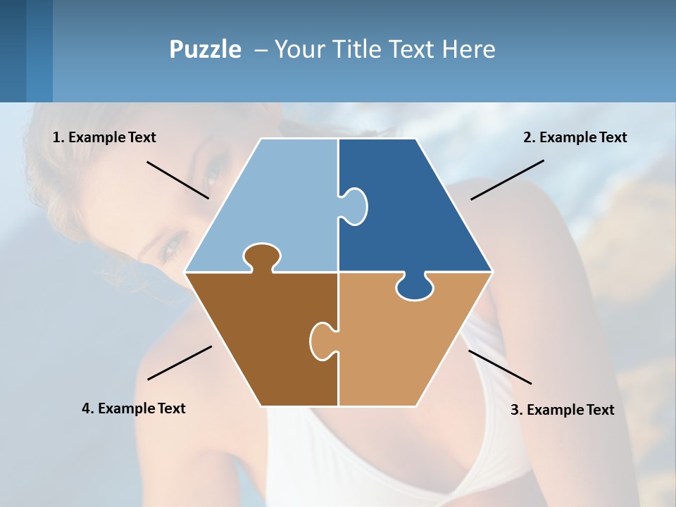 A Beautiful Woman In A White Bikini Posing For A Picture PowerPoint Template