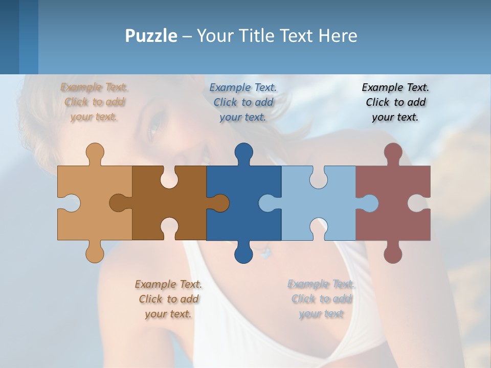 A Beautiful Woman In A White Bikini Posing For A Picture PowerPoint Template