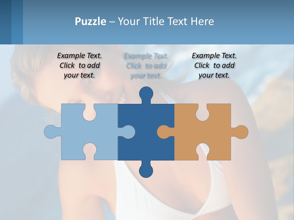 A Beautiful Woman In A White Bikini Posing For A Picture PowerPoint Template