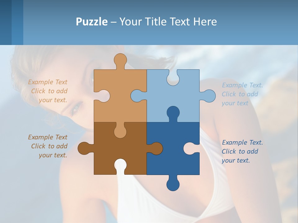 A Beautiful Woman In A White Bikini Posing For A Picture PowerPoint Template