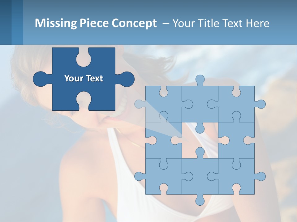 A Beautiful Woman In A White Bikini Posing For A Picture PowerPoint Template