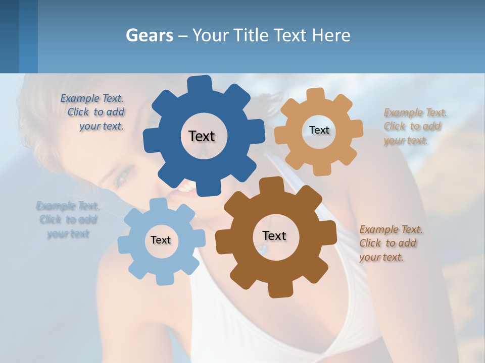 A Beautiful Woman In A White Bikini Posing For A Picture PowerPoint Template