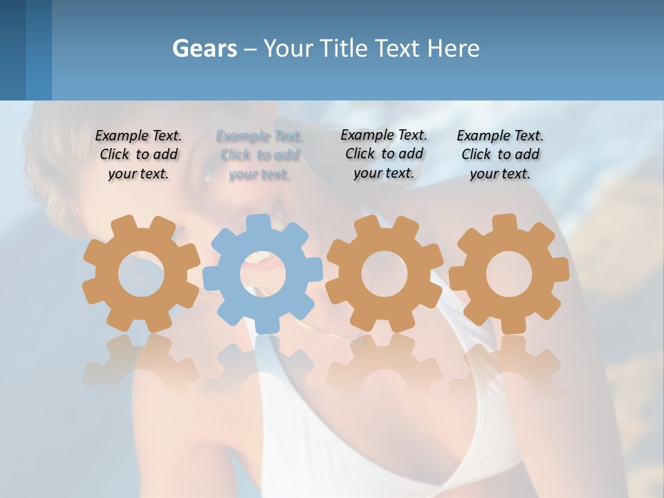 A Beautiful Woman In A White Bikini Posing For A Picture PowerPoint Template