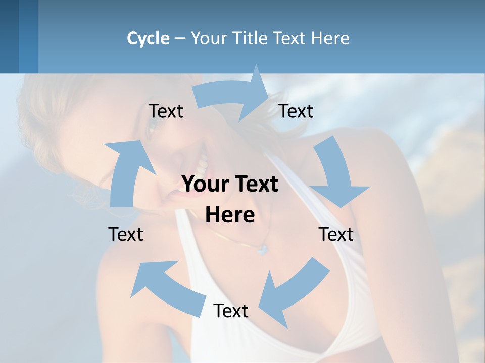 A Beautiful Woman In A White Bikini Posing For A Picture PowerPoint Template