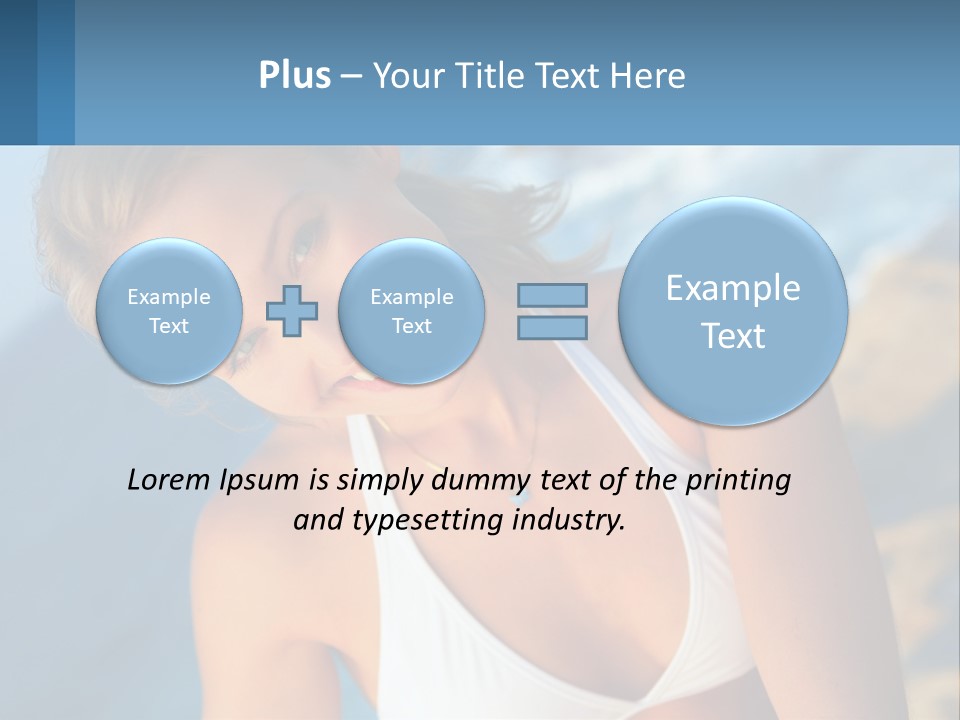 A Beautiful Woman In A White Bikini Posing For A Picture PowerPoint Template