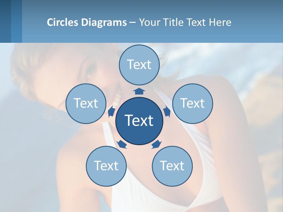 A Beautiful Woman In A White Bikini Posing For A Picture PowerPoint Template