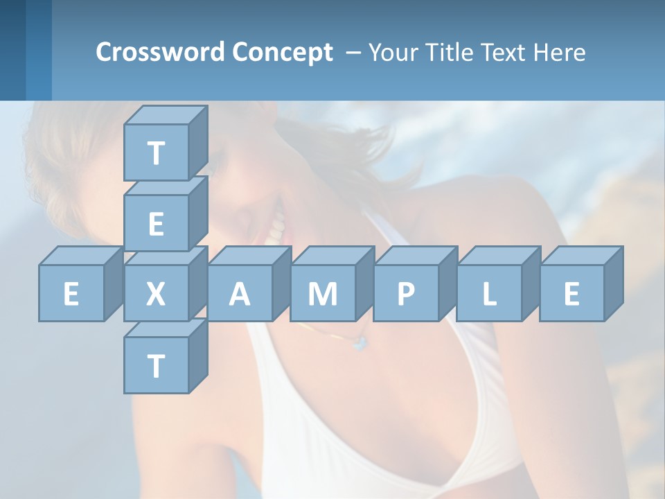 A Beautiful Woman In A White Bikini Posing For A Picture PowerPoint Template