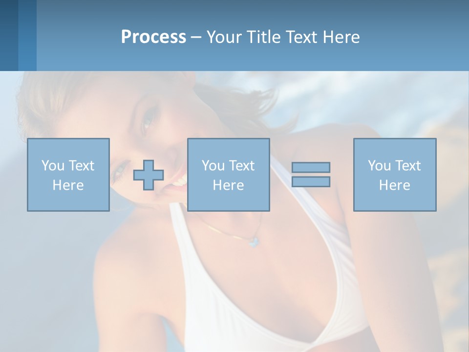 A Beautiful Woman In A White Bikini Posing For A Picture PowerPoint Template
