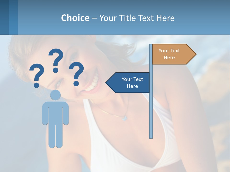 A Beautiful Woman In A White Bikini Posing For A Picture PowerPoint Template