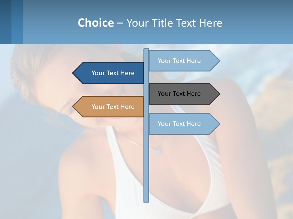 A Beautiful Woman In A White Bikini Posing For A Picture PowerPoint Template