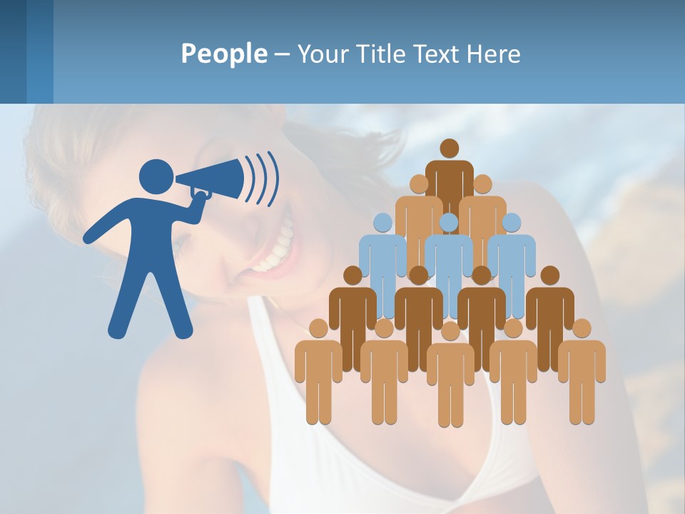 A Beautiful Woman In A White Bikini Posing For A Picture PowerPoint Template