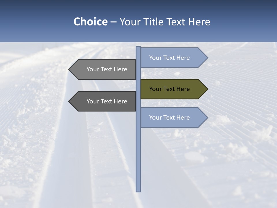 A Snow Covered Road With Tracks In The Snow PowerPoint Template