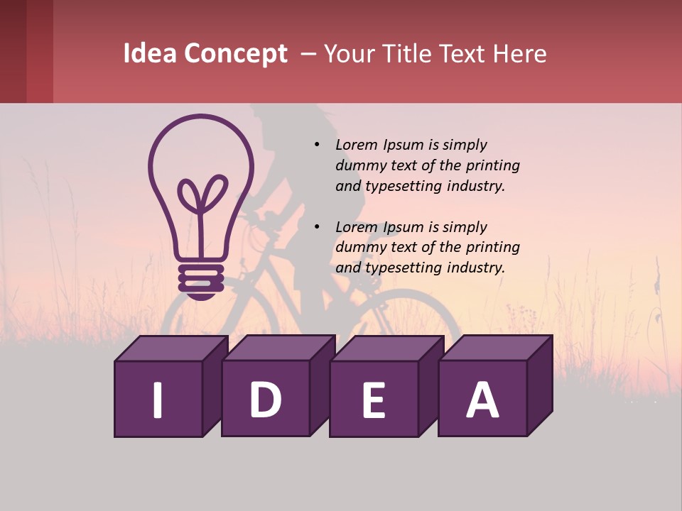 A Person Riding A Bike At Sunset Powerpoint Template PowerPoint Template