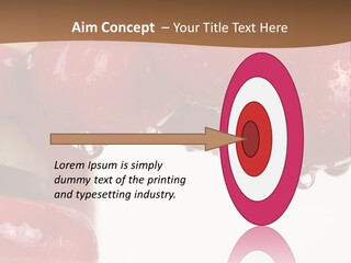 A Woman Biting Into Some Cherries With Her Mouth Open PowerPoint Template