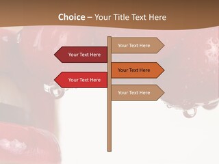 A Woman Biting Into Some Cherries With Her Mouth Open PowerPoint Template