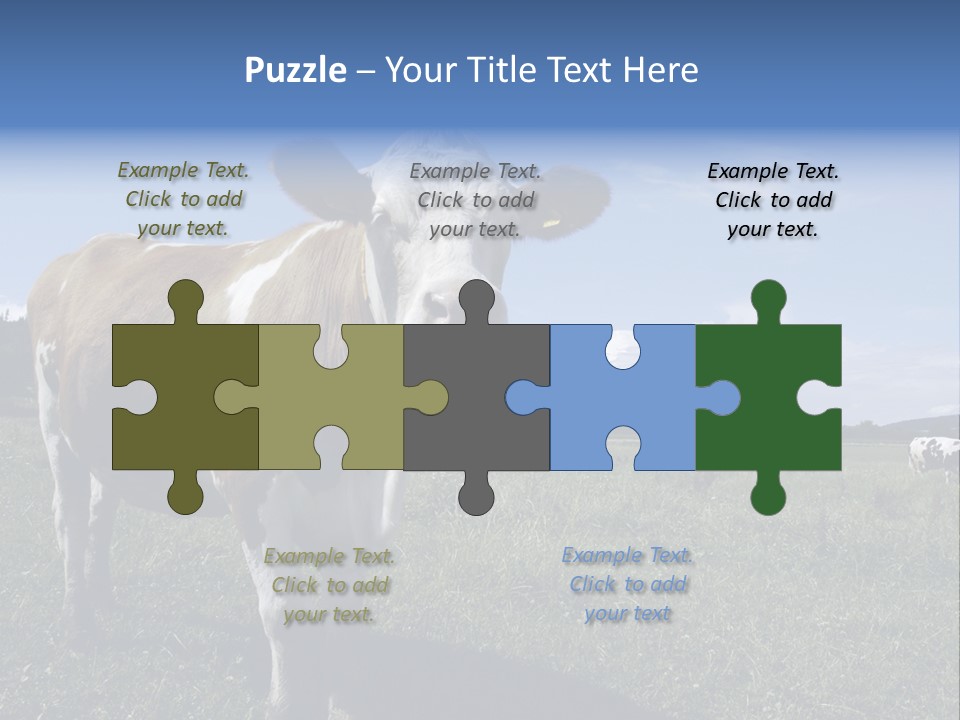 A Brown And White Cow Standing On Top Of A Lush Green Field PowerPoint Template