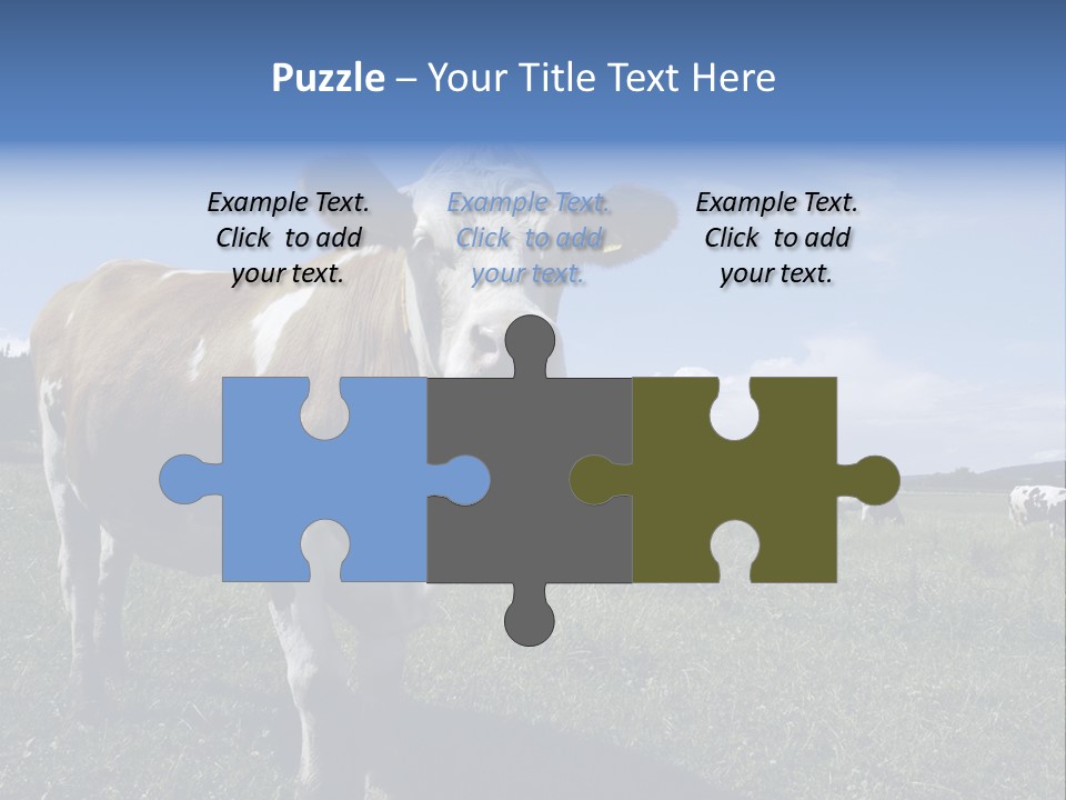 A Brown And White Cow Standing On Top Of A Lush Green Field PowerPoint Template