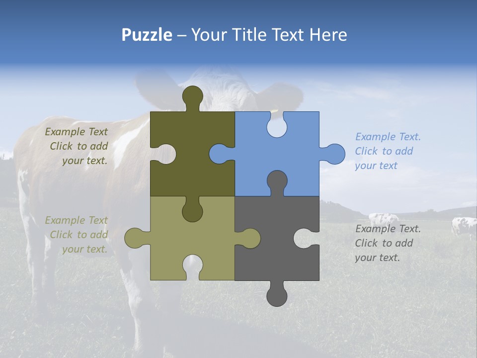 A Brown And White Cow Standing On Top Of A Lush Green Field PowerPoint Template