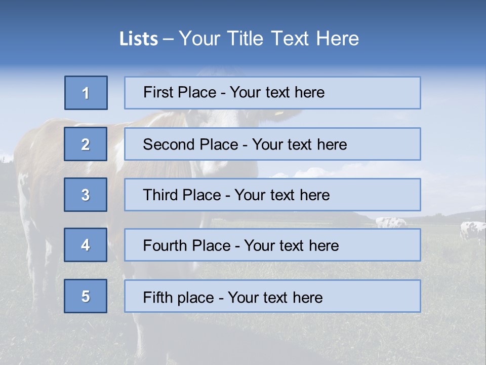 A Brown And White Cow Standing On Top Of A Lush Green Field PowerPoint Template