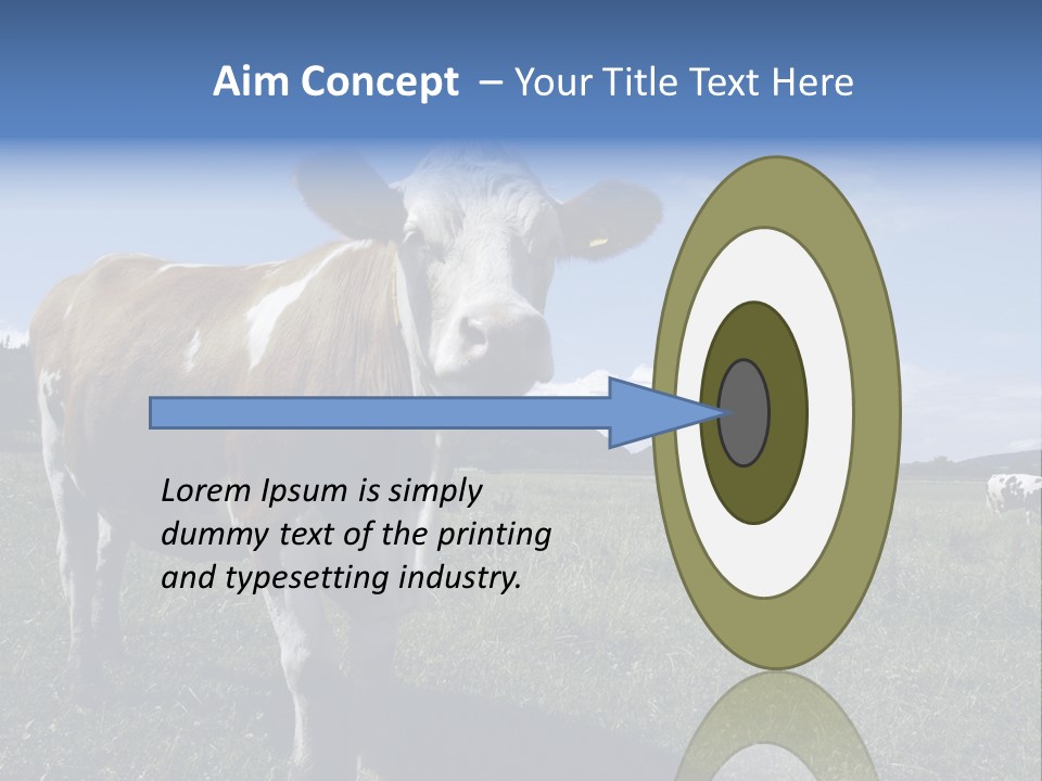 A Brown And White Cow Standing On Top Of A Lush Green Field PowerPoint Template