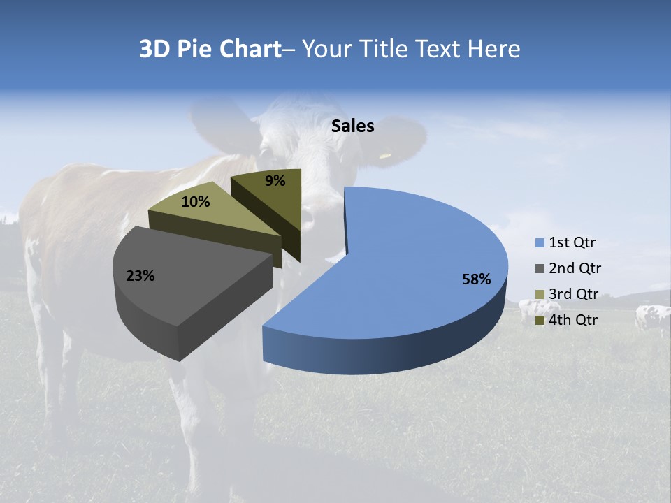 A Brown And White Cow Standing On Top Of A Lush Green Field PowerPoint Template
