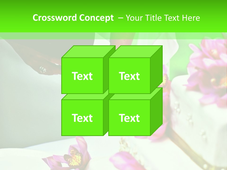 A Bride And Groom Cutting Their Wedding Cake PowerPoint Template