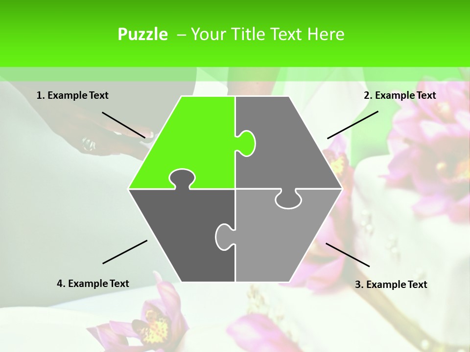 A Bride And Groom Cutting Their Wedding Cake PowerPoint Template