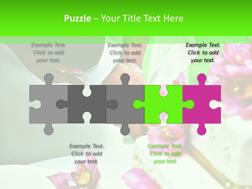 A Bride And Groom Cutting Their Wedding Cake PowerPoint Template