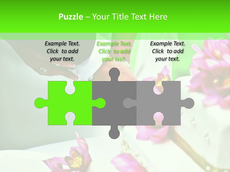 A Bride And Groom Cutting Their Wedding Cake PowerPoint Template